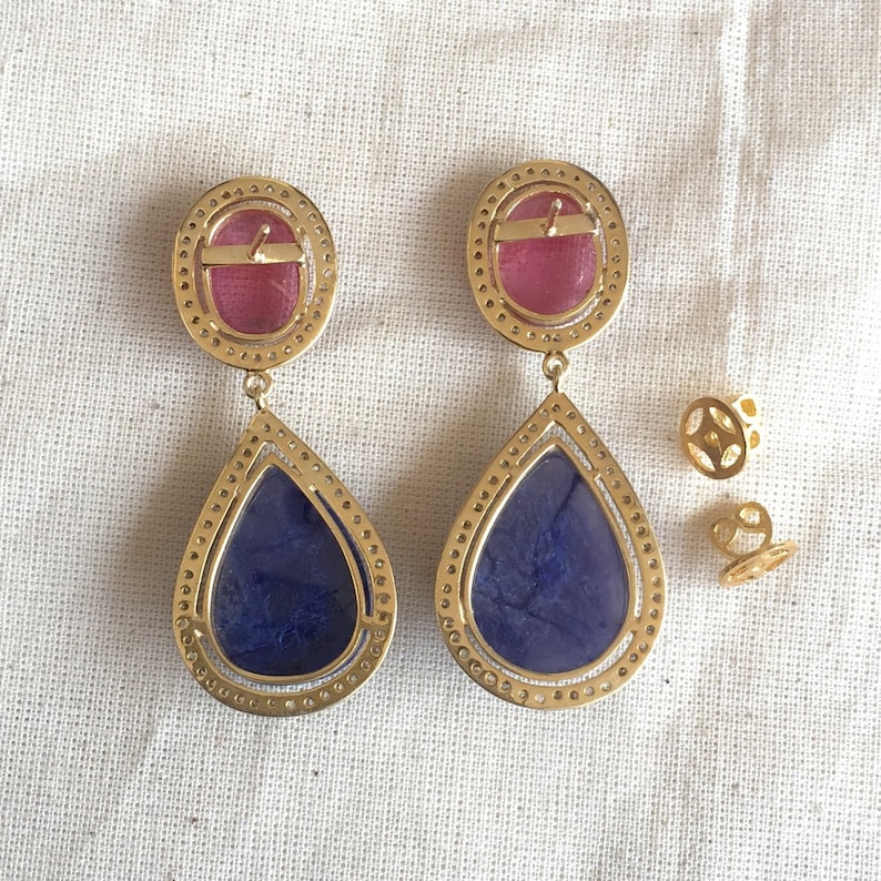 Diamond Sapphire Sterling Silver Earring