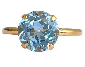 Fine Blue Topaz 14K Gold Vermeil Over Sterling Silver Ring