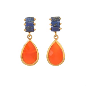 Lapis Lazuli & Carnelian 14K Gold Vermeil Over Sterling Silver Earring