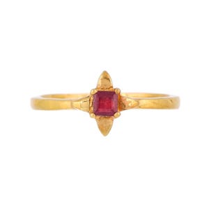 Ruby Gold Plated Dainty Minimalist Ring, Personalizable Jewelry Accessories