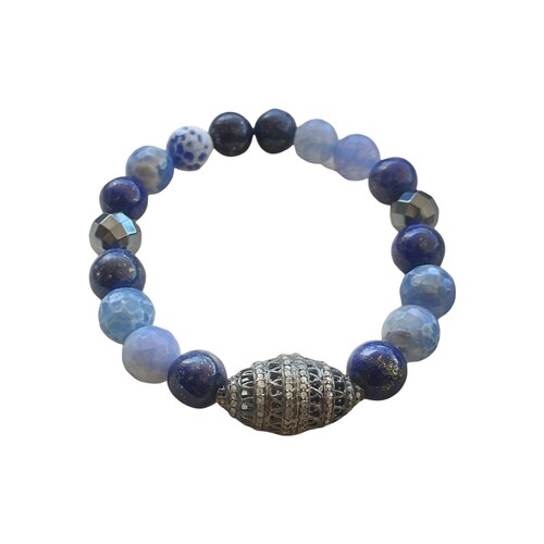 Diamond Oxidised Sterling Silver & Onyx shops Beads Bracelet