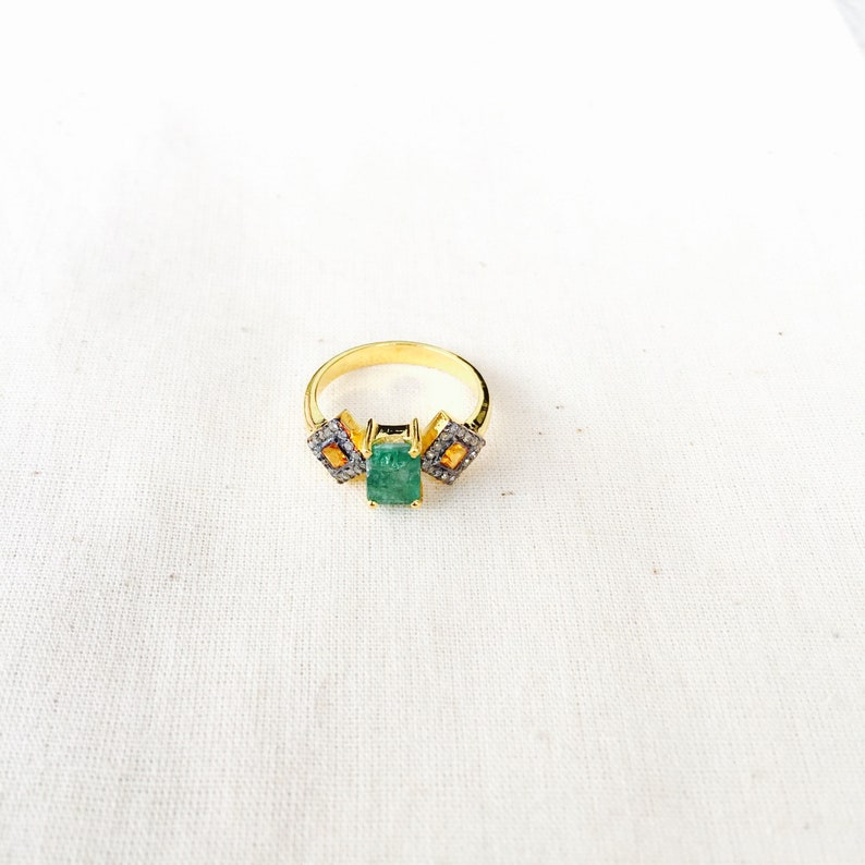 Diamond Emerald /& Sapphire Gold Over Sterling Silver Ring
