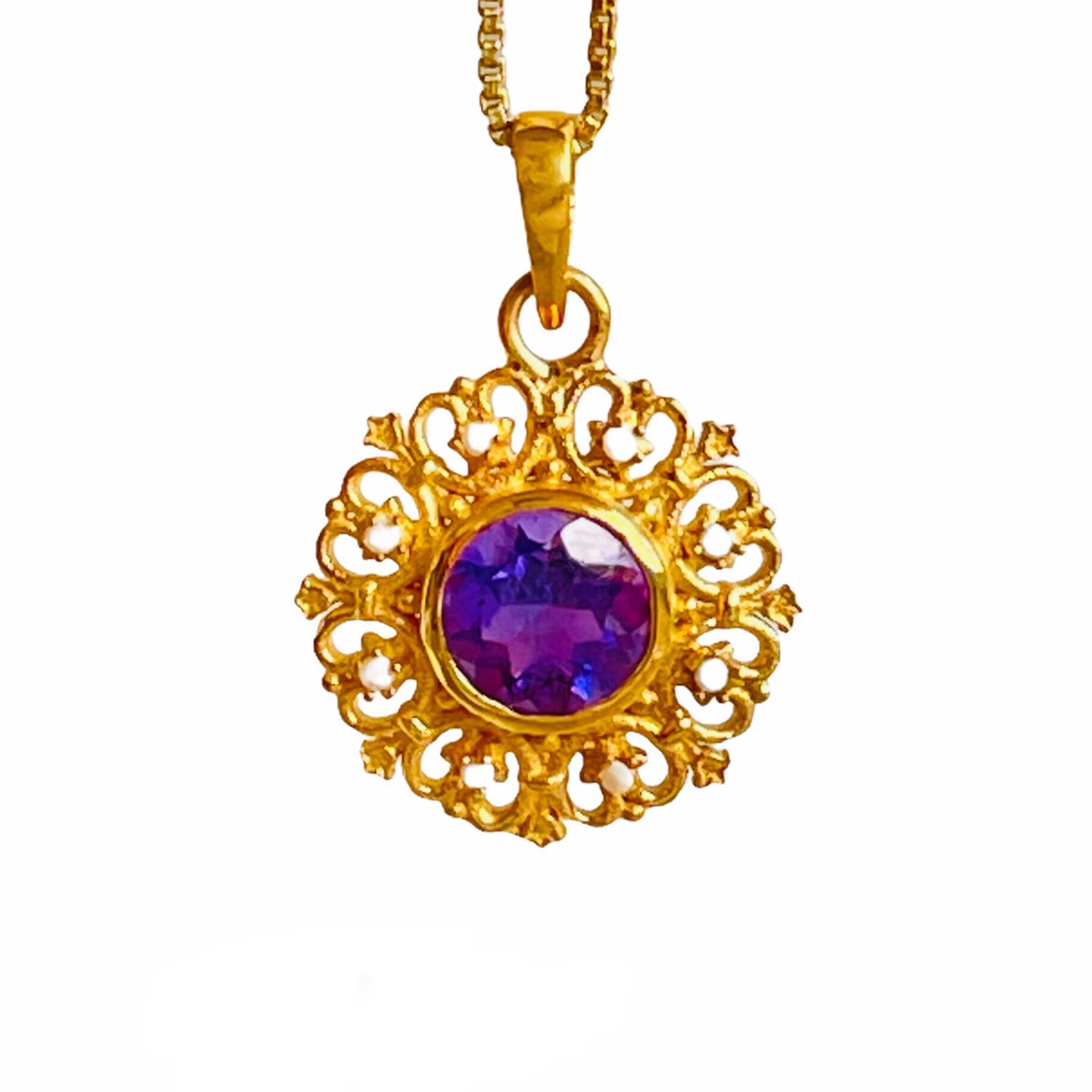 Amethyst & Pearl 14K Gold Vermeil Over Sterling Silver Pendant - Etsy