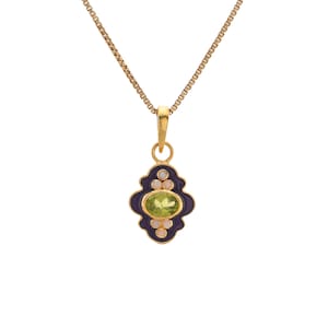 Peridot & Pearl 14K Gold Vermeil Over Sterling Silver Enameled Pendant