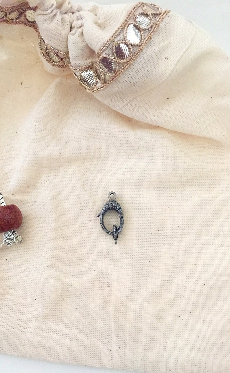 Diamond Oxidised Sterling Silver Lobster Clasp