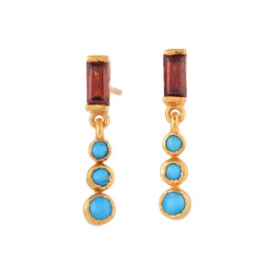 Garnet & Turquoise 14K Gold Vermeil Over Sterling Silver Earring