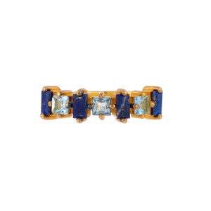 Blue Topaz & Lapis Lazuli 14K Gold Vermeil Over Sterling Silver Ring