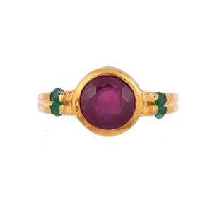 Ruby & Emerald 14K Gold Vermeil Over Sterling Silver Ring