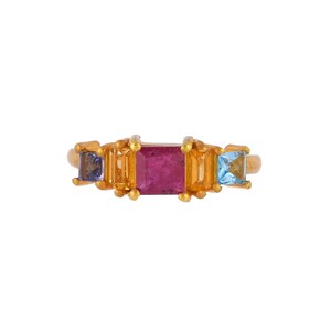 Ruby, Citrine, Topaz & Iolite 14K Gold Vermeil Over Sterling Silver Ring