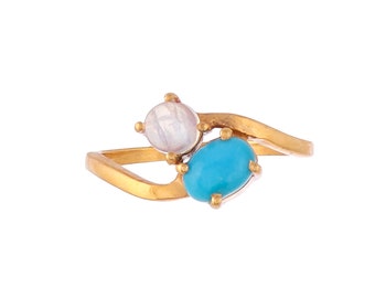 Moonstone & Turquoise 14K Gold Vermeil Over Sterling Silver Ring