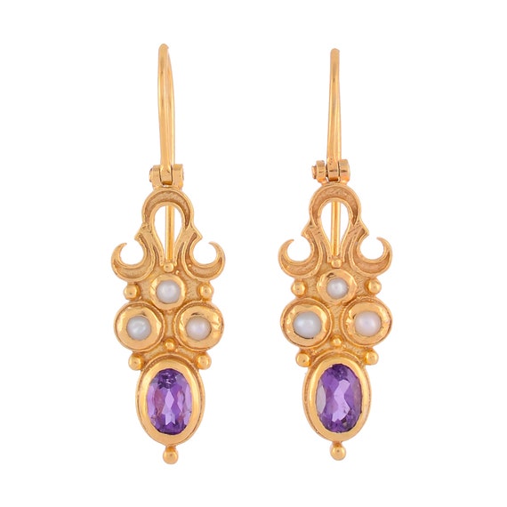 9ct White Gold Amethyst And Pearl Drop Earrings - 19mm drop - G0463 |  Chapelle Jewellers