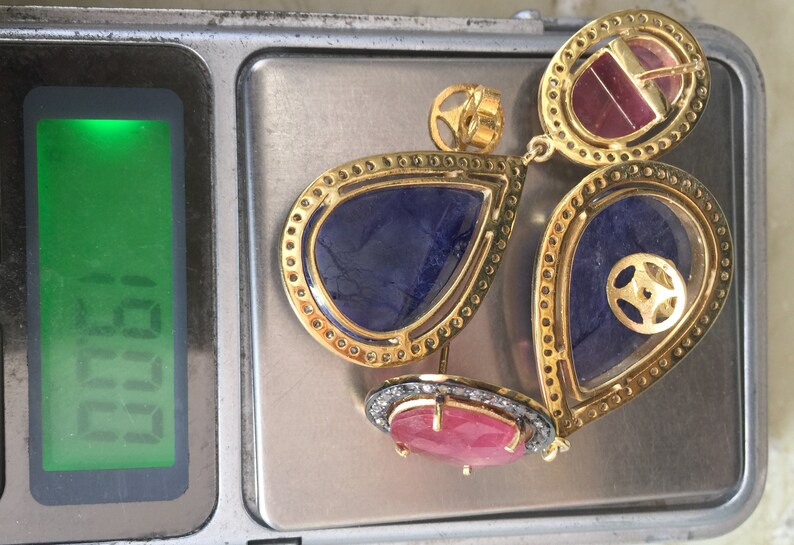 Diamond Sapphire Sterling Silver Earring