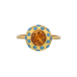 Citrine & Turquoise 14K Gold Vermeil Over Sterling Silver Ring