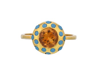 Citrine & Turquoise 14K Gold Vermeil Over Sterling Silver Ring