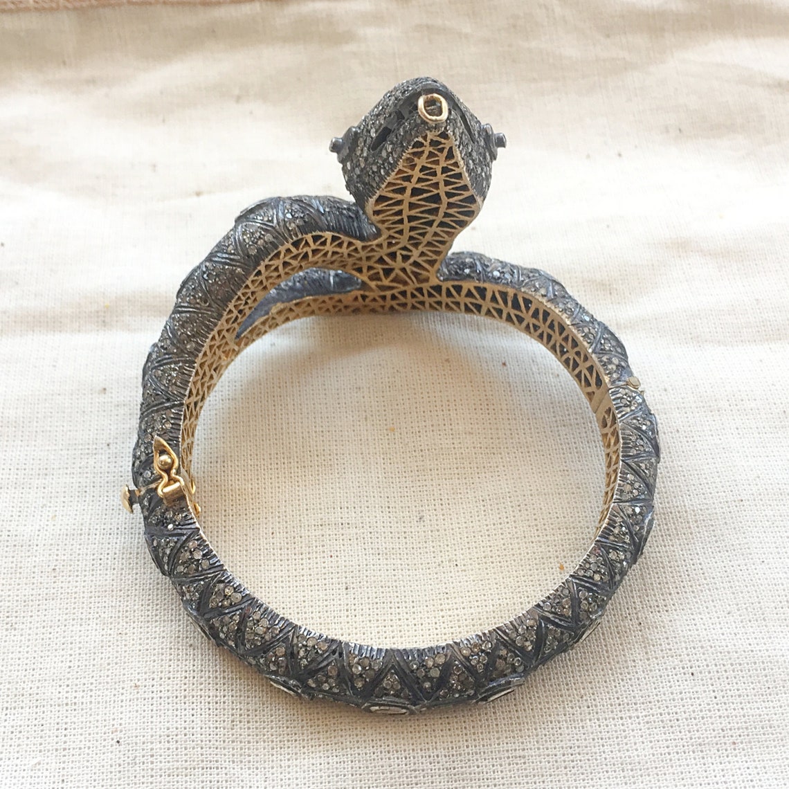 Diamond Sterling Silver Snake Bracelet Etsy