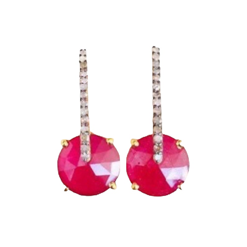 Diamond & Ruby 14K Gold Vermeil Over Sterling Silver Earring shops