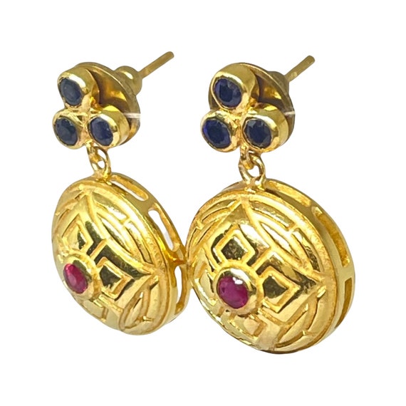 Sapphire & Ruby 14K Gold Vermeil Over Sterling Si… - image 5