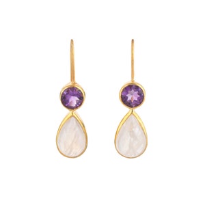 Moonstone & Amethyst 14K Gold Vermeil Over Sterling Silver Earring