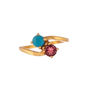 Turquoise & Garnet 14K Gold Vermeil Over Sterling Silver Ring