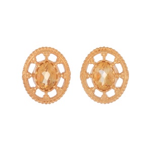 Citrine 14K Gold Vermeil Over Sterling Silver Stud Earring