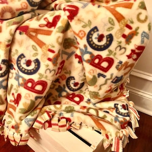 FREE SHIPPING ABC 123 Fleece Tie Blanket
