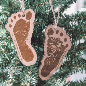 Baby Footprints Wooden Ornament | Newborn FootPrint Keepsake | Gift For New Mom | First Christmas Baby Ornament | 2024 Baby Ornament