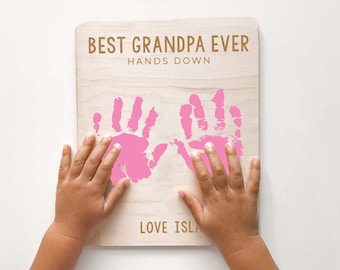 Best Dad Hands Down | 2023 Father's Day Gift | Gift For Grandfather  | Gift From Kids | Hand Print Art | Hands Down Best Grandpa