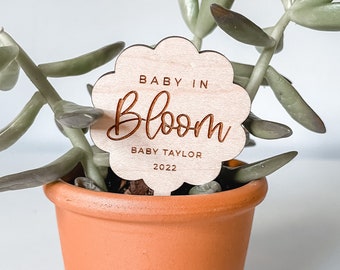 Baby In Bloom Plant Tag Favor | Baby Shower Favor | Mini Succulent Favor | Baby Sprinkle | Wooden Personalized Plant Tags | Baby Shower