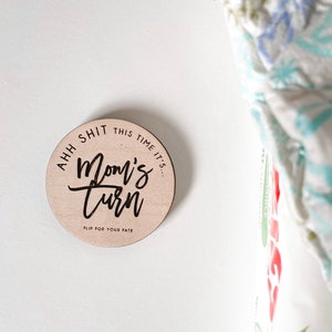 Parents Decision Token | Dad&#39;s Turn Coin | Mom&#39;s Turn Coin | Funny Baby Gift | New Parents Gift | Parents Flip Coin | Diaper Coin | New Baby