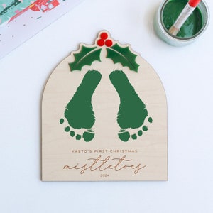 DIY Christmas Footprint Art | Baby’s First Christmas Keepsake | Gift For Mom | Christmas Baby Craft | Baby Mistletoes Sign | Christmas 2025