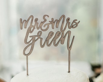 Mr & Mrs Cake Topper | Custom Cake Topper | Wedding Cake Topper | Engagement Party | Wood Wedding Cake Topper | Personalized Mr And Mrs