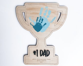 DIY Father's Day Handprint Art | First Father's Day Keepsake | Dad's Birthday Gift | Dad's Handprint Art | Trophy Dad Sign | #1 Dad Craft