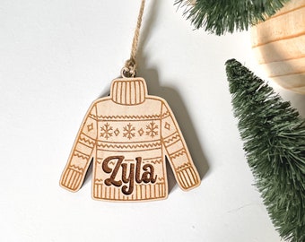 Personalized Ugly Sweater Ornament | Ugly Christmas Sweater Party | Wood Ornaments | Christmas Gag Gift | Ornament Exchange | White Elephant