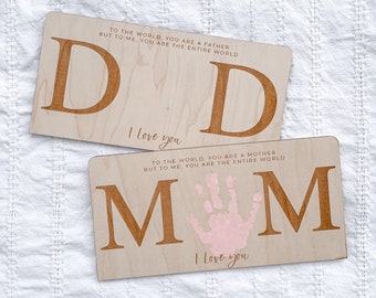 DIY Handprint Sign For Mom | Dad Handprint Art | Father's Day Sign |  Mother's Day Gift | Gift for Dad | Gift for New Parents | Gift For Mom