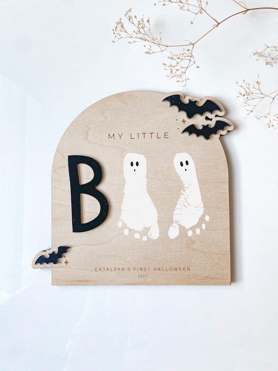 DIY Halloween Footprint Art Baby's First Halloween Keepsake