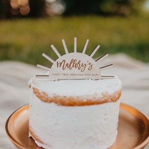 First Trip Around The Sun Cake Topper | Custom Cake Topper | Smash Cake Topper | Boho 1st Birthday | First Year | One In The Sun | Sun Theme