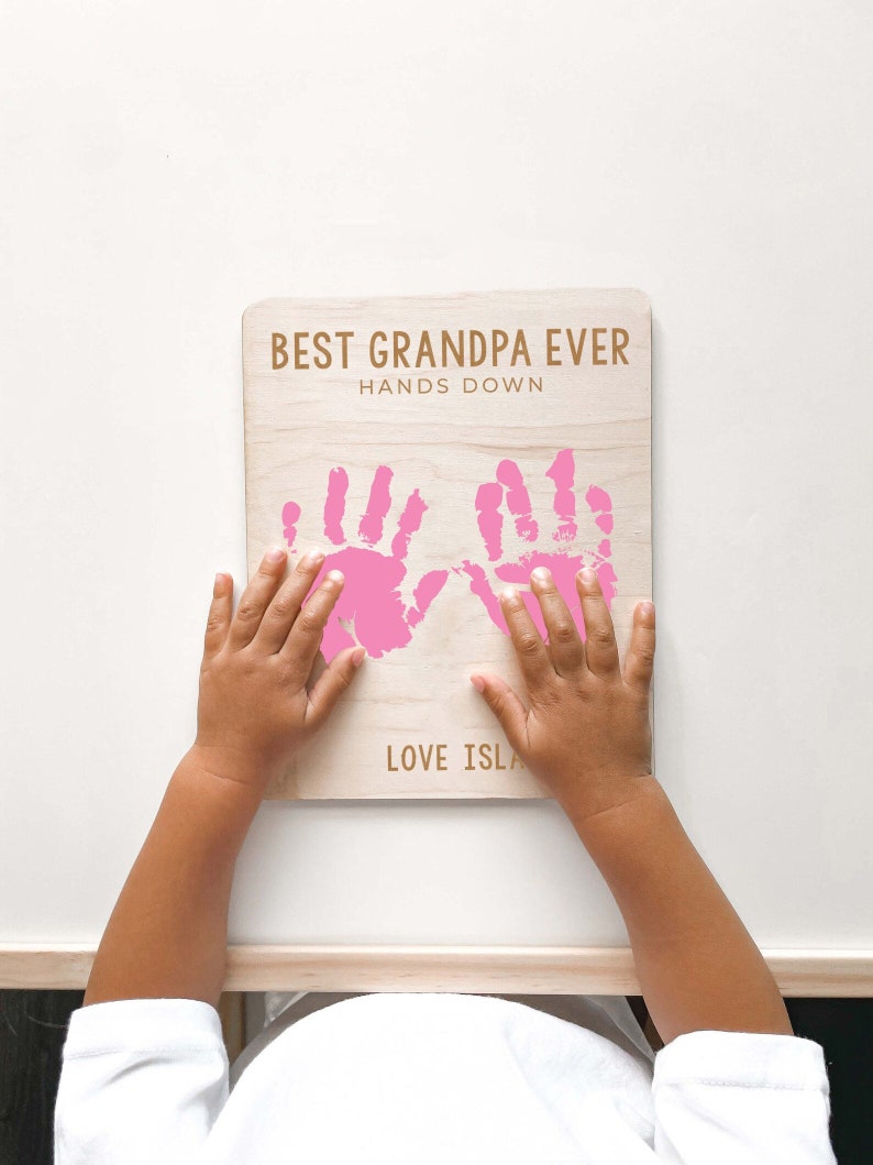 Best Dad Hands Down 2023 Father's Day Gift Gift For Grandfather Gift From Kids Hand Print Art Hands Down Best Grandpa image 1