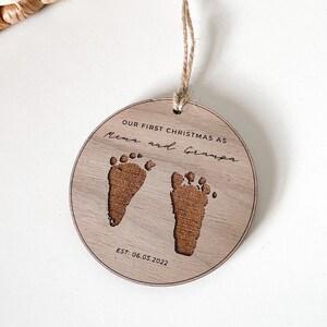 First Time Grandparents Ornament | Newborn FootPrint Keepsake | Baby Announcement Ideas | First Christmas Ornament 2024 | Grandparent Gift image 5