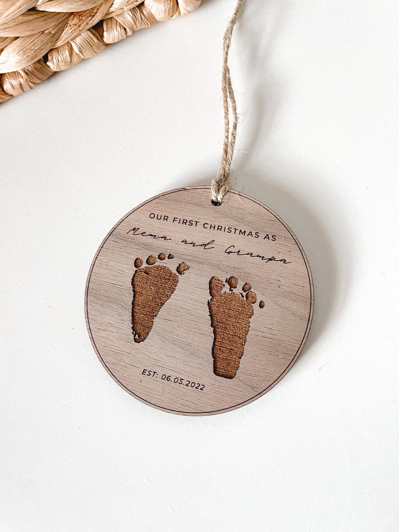 First Time Grandparents Ornament | Newborn FootPrint Keepsake | Baby Announcement Ideas | First Christmas Ornament 2024 | Grandparent Gift image 5