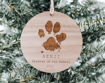Personalized Pet Memorial Ornament | Bereavement Gift | Pet loss Ornaments |  Dog Remembrance Gift | Cat Memorial Gift | Paw Print Ornament