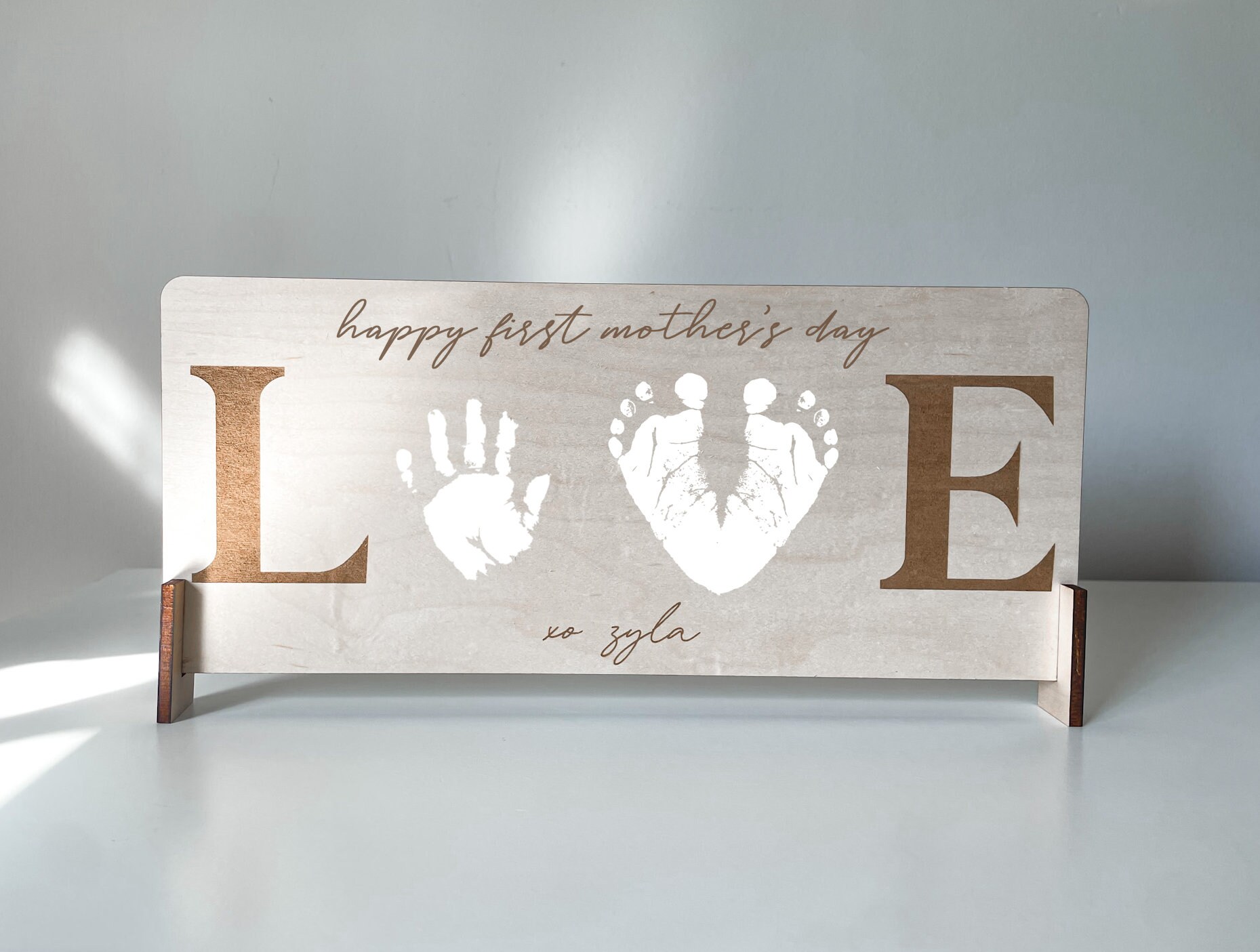 Acrylic Baby Footprint With Wood Stand Personalized Gift for Mom Footprint  Art With Your Baby's Footprints Newborn Gift 