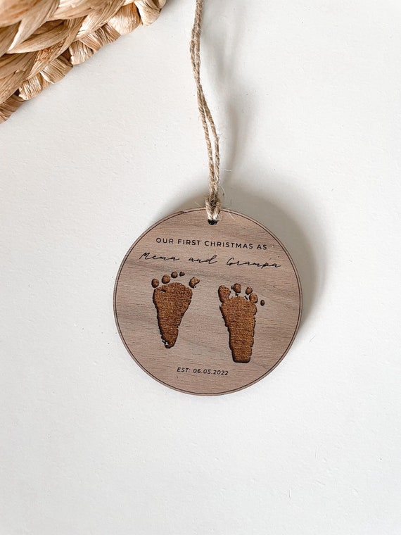 First Time Grandparents Ornament | Newborn FootPrint Keepsake | Baby Announcement Ideas | First Christmas Ornament 2024 | Grandparent Gift