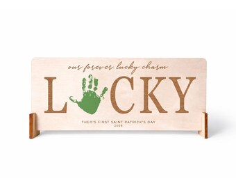 Baby's First St. Patrick's Day Footprint Art | 2026 St. Patty's Day Handprint Keepsake | Gift For New Baby | My Lucky Charm Sign
