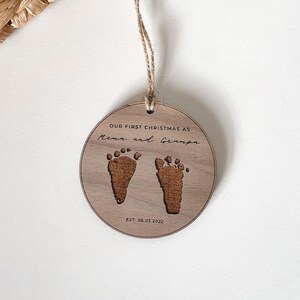 First Time Grandparents Ornament | Newborn FootPrint Keepsake | Baby Announcement Ideas | First Christmas Ornament 2024 | Grandparent Gift image 3