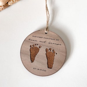 First Time Grandparents Ornament | Newborn FootPrint Keepsake | Baby Announcement Ideas | First Christmas Ornament 2024 | Grandparent Gift image 4