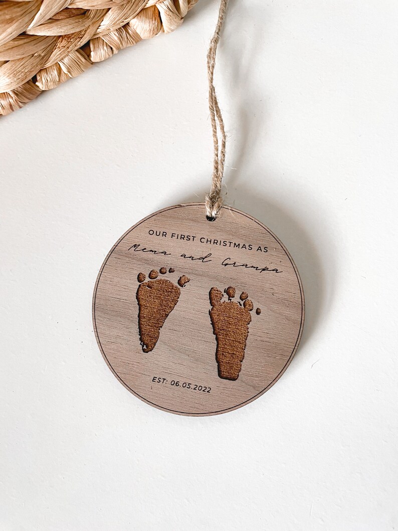 First Time Grandparents Ornament | Newborn FootPrint Keepsake | Baby Announcement Ideas | First Christmas Ornament 2024 | Grandparent Gift image 4