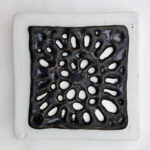 Openwork porcelain - artistic wall relief porcelain tile, handmade, unique Ceramic Art Tile, beautiful porcelain Decor, signed,