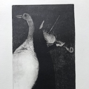 Vivaldi I - artistic graphics print signed art work art wall handprinted on paper real mezzotint technique, housewarming gift, gravure print