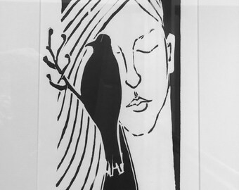 Vivaldi V -artistic graphics print signed art work art wall handprinted on paper, woodcut technique, housewarming gift, gravure printnt