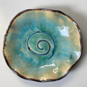 Beautiful ceramic decorative platter, Large serving plate, Stoneware Dish, Housewarming Gift handmade Pottery unique serveware, signed